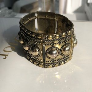 Gold elastic cuff bracelet